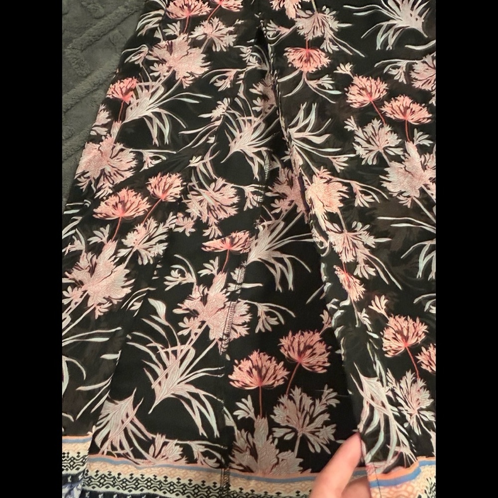 NEW EXPRESS Boho V-Neck Floral Kimono Style Maxi Dress w/ Slit Black Pink White - Picture 10 of 14